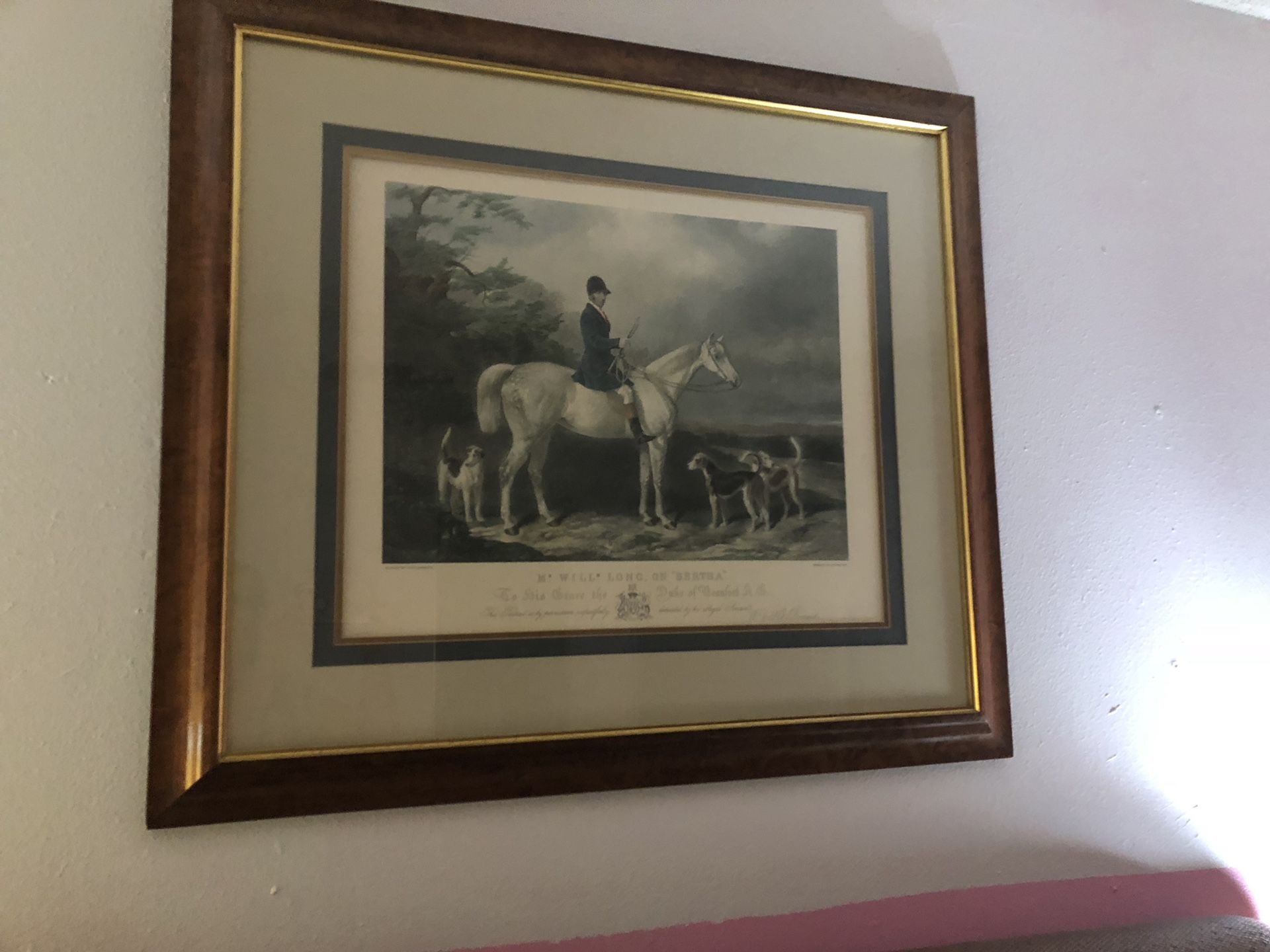 Framed horse picture signed and numbered