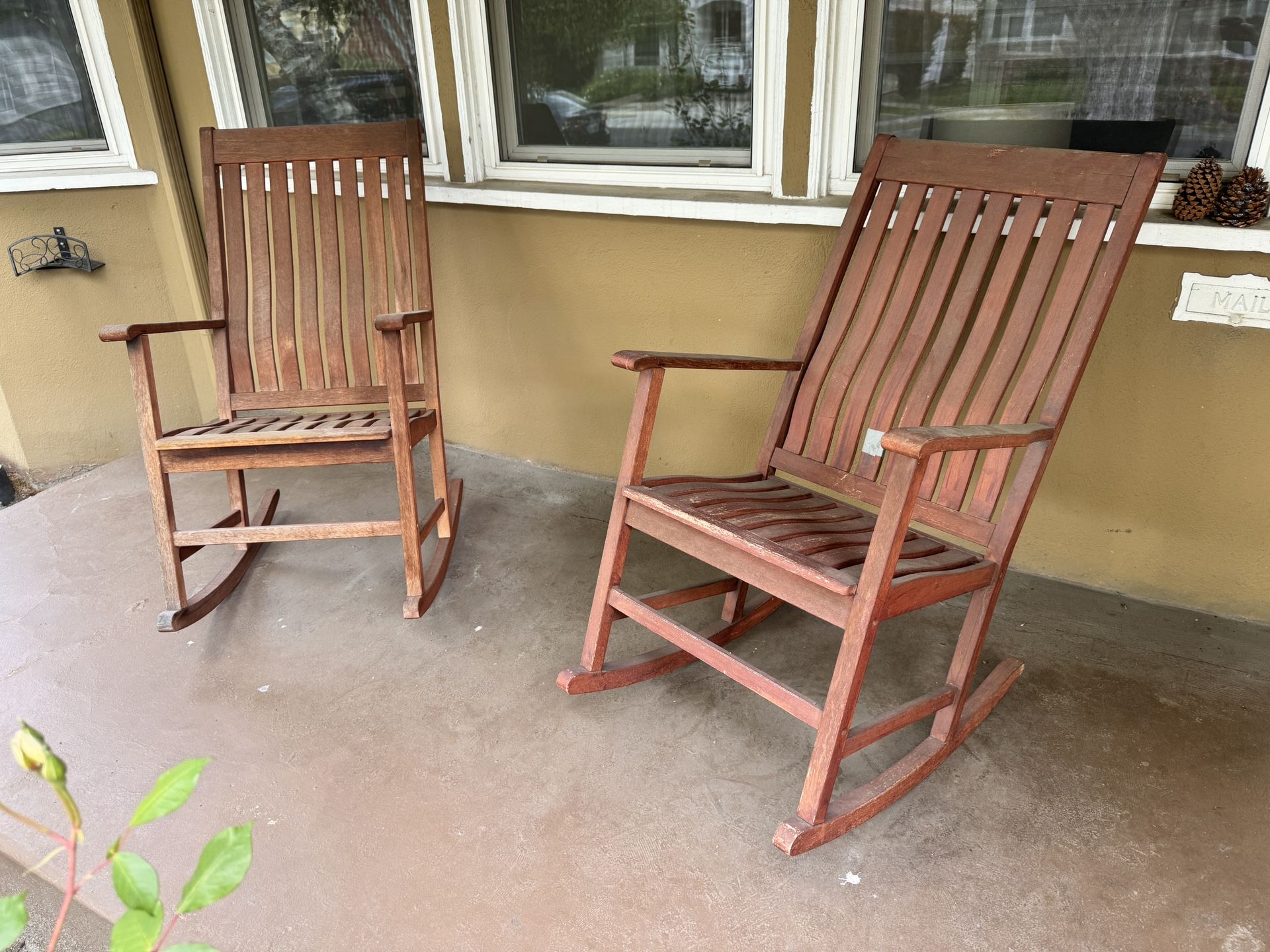 Porch Rocking Chairs Set Of 2 Teak Wood