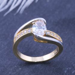 "Charming Oval Clear Zircon Three Lines Anillos Dainty Ring for Women, VIP513