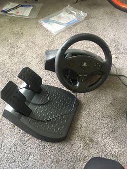 steering wheel and gas pedals
