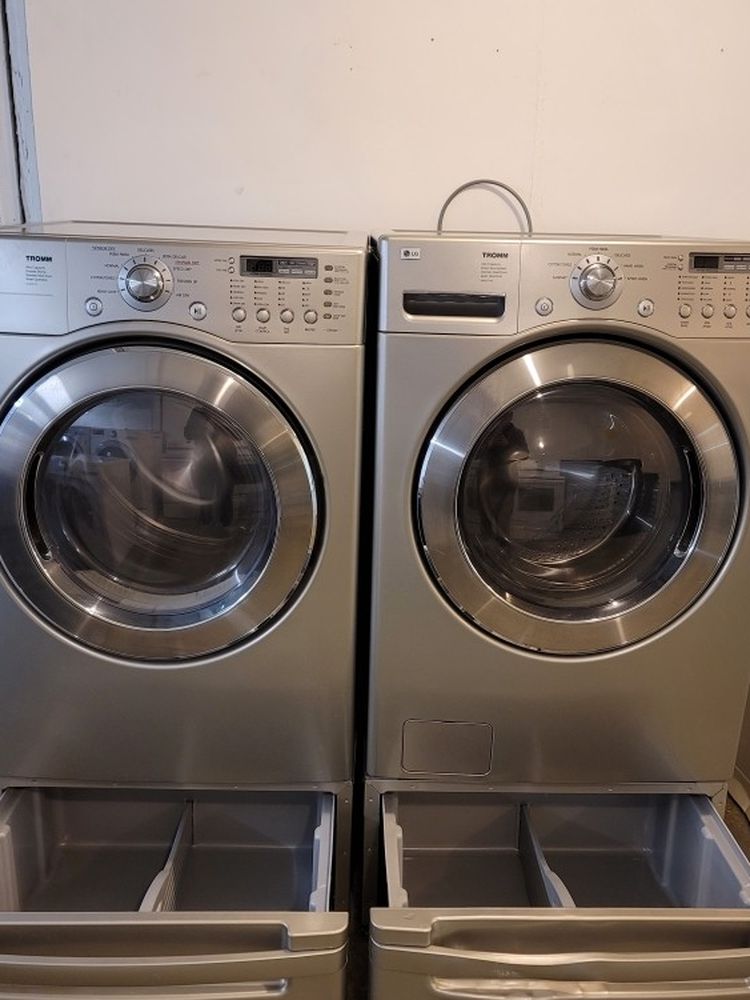 Grey Lg Front Load Washer And Dryer Electric Set On Sale
