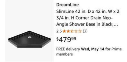 Corner angle shower base in black