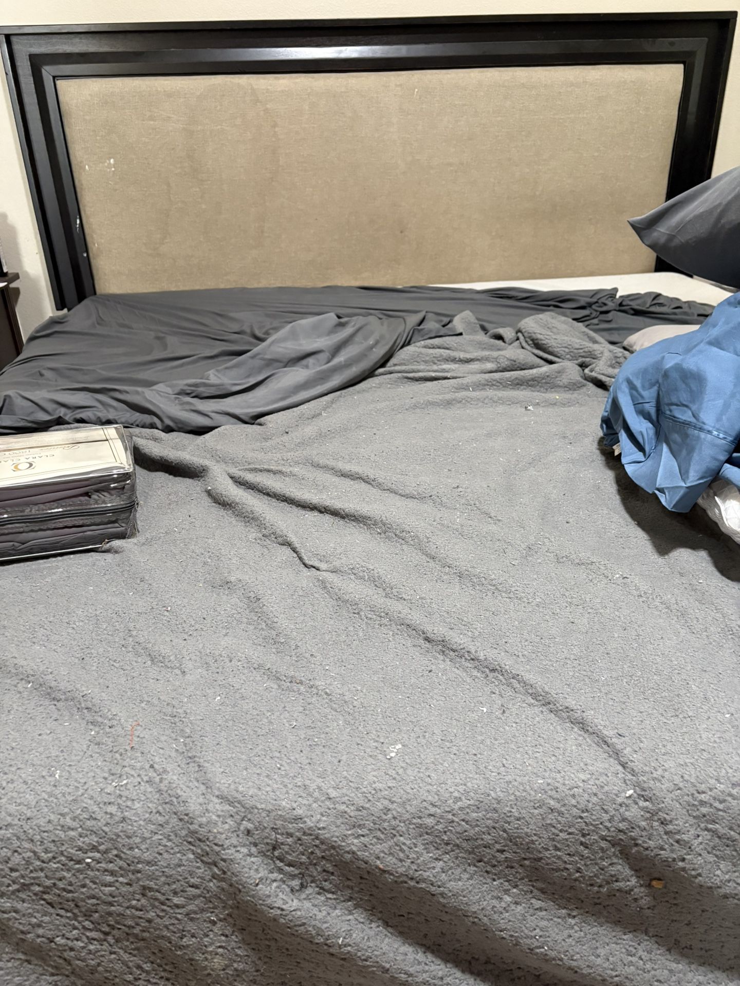 King Size Wood And Fabric Head And Foot Board