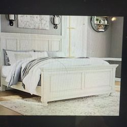 White Queen Bed Frame & Mattress and Box Spring