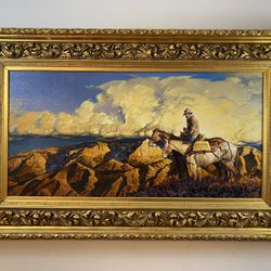 Oil painting on the wood panel by Héctor Morales