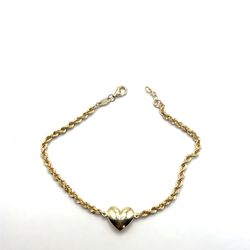 10kt Gold Rope Bracelet With Heart