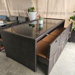 Wicker Patio Set 9pc/Outdoor Dining Set/Outdoor Furniture/Cash Only