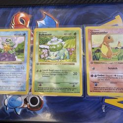 First Edition Pokemon Cards Starters Charmander Bulbasaur Squirtle 