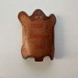 Leather or Suede Troop A Roundup 1963 Neckerchief Slide