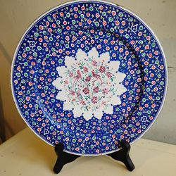 Handmade Persian Iranian Enamel Minakari Plate, Floral  Dish 9.5 in