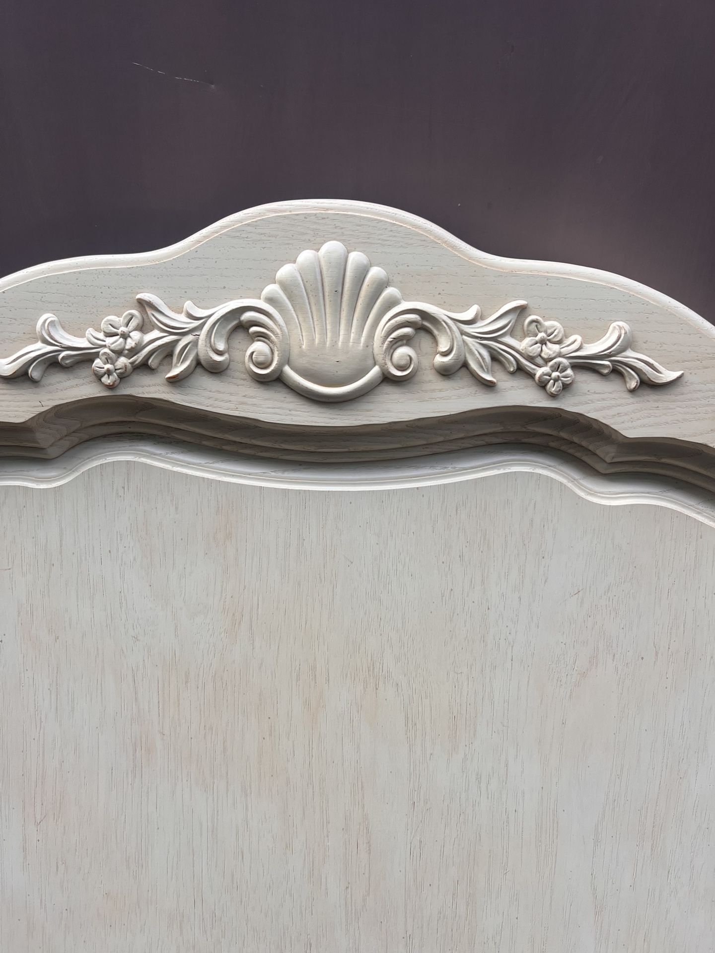 White Headboard Set With Coat Rack Night Stand And Dresser With Trifold Motor