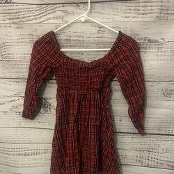 Girls Red Plaid Dress from old navy size 6-7