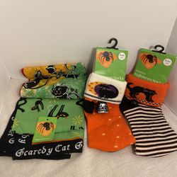 90s black cat Halloween women Socks novelty Bandanna LOT Walmart cat bell Y2K