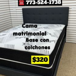 Queen size bundle deal headboard frame with mattress set available for pick up or delivery 