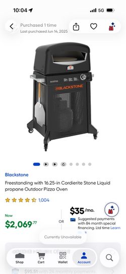 Blackstone free standing pizza oven. Propane