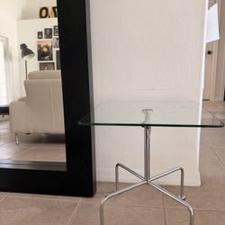 Modern Chrome and Glass Adjustable Side Table