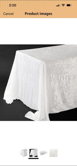 6 White Velvet Rectangular Table Cloths