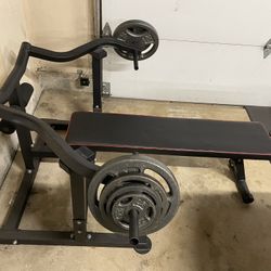 Bench press and  A Total Of 250 Lbs Weights $200