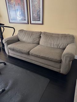 Beige Fabric Two-Cushion Sofa