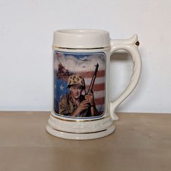 Vintage 1991 Republic Pictures John Wayne Sands Of Iwo Jima Stein Mug 6.5" tall