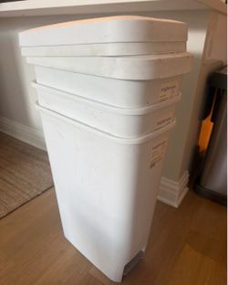 Brightroom White Plastic Storage Bins Set of 3