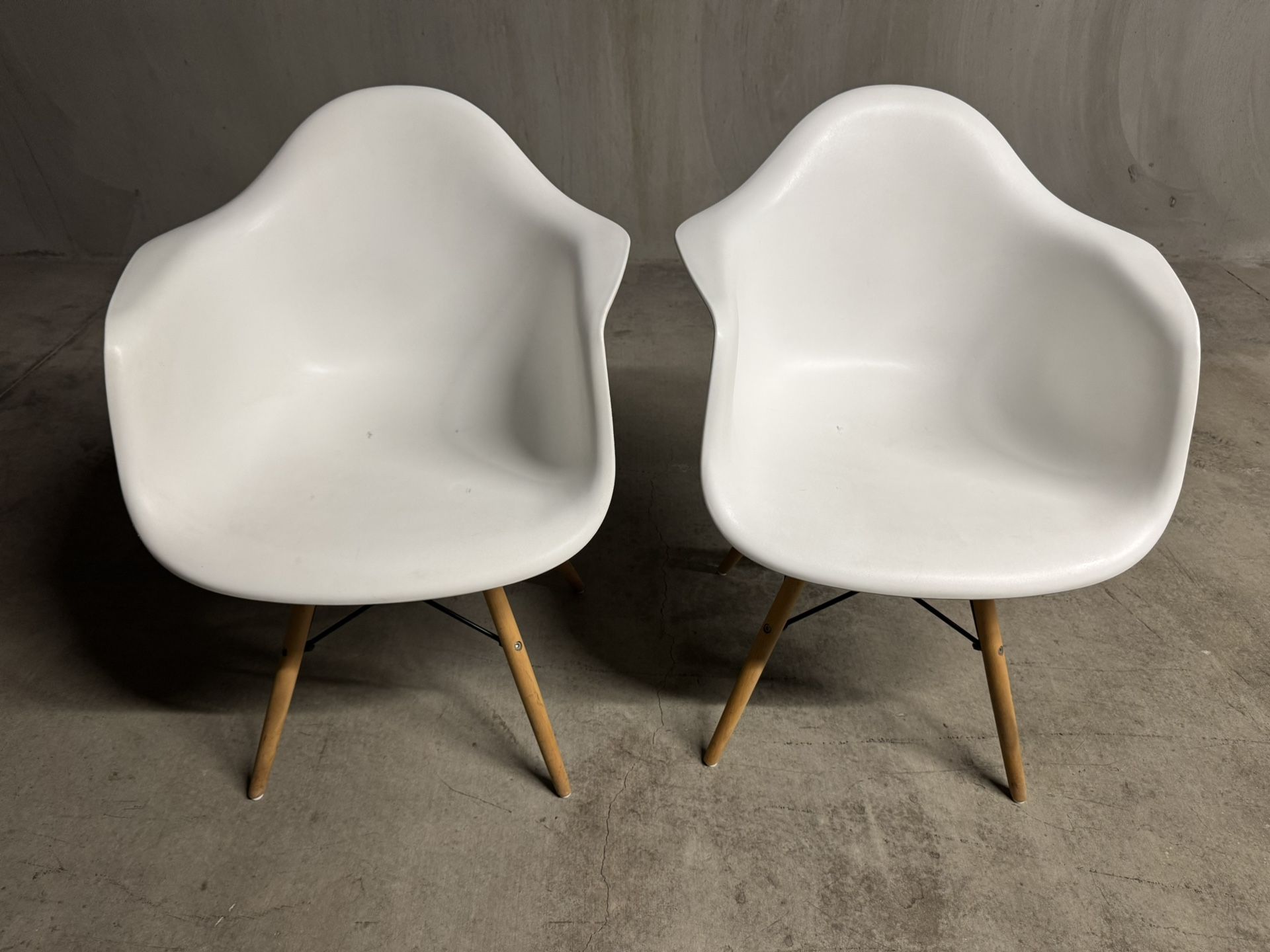 x2 Eames Molded Plastic Armchairs