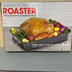 Extra-large Non-stick Steel Roaster With Roasting Rack