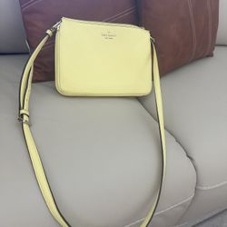New/Like New Kate Spade Leila Triple Gusset Crossbody Bag - Pale Yellow