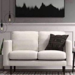 New Modern Upholstered Loveseat Sofa, 56"W, Linen 