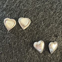Sterling Silver Heart Shaped Stud Earrings 