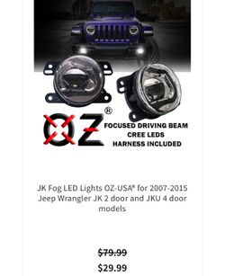 Led Fog Lights With Drl For Jeep Jk Joy Dodge Chrysler 