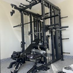 ‼️FREE DELIVERY/INSTALLATION ‼️Smith Machine 500 | Adjustable Bench | 245lb Cast Iron Olympic Weights | 7ft Olympic Bar | Fitness | Gym Equipment 