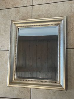 Silver Gold Beaded Frame Wall Mirror