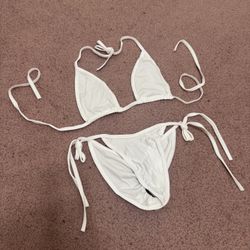 New os white bikini festival rave raver outfit top swimsuit triangle y2k    Piece is dead stock was made in  early 2000s.  Please keep in mind it’s a 