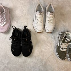 Lot of 4 Women’s size 6.5 (Adidas, Vans, Reebok, Puma)