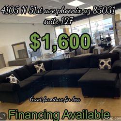 Sectional Black Fabric Brand New