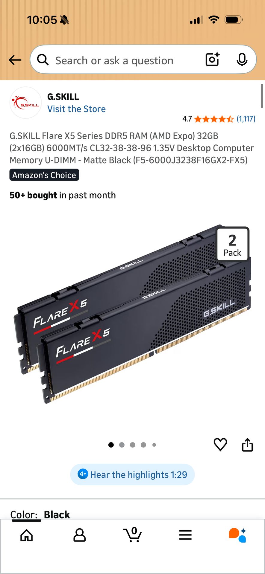 BRAND NEW G.SKILL Flare X5 DDR5 RAM 32GB (2x16GB) 6000MHz