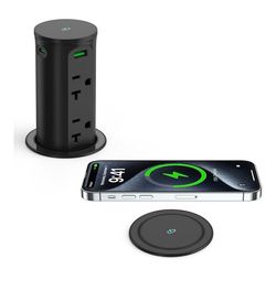 BRAND NEW-UNUSED-UNOPENED 20Amp Pop Up Outlet for Countertop,15W Wireless Charging Pad,2.5'' Hole,GaN 65W USB C,4 Outlets,4 USB,Space Saver for Desk,1
