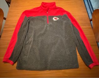 Kansas City Chiefs L Red Grey 1/4 Zip Pullover Officially Licensed