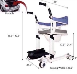 Patient Lift for Home, Power Shower Chair with Wheels and 360° Split Seat, Portable Transport Wheelchair with Soft Back and Urinal, 5 in 1 Transfer Ch