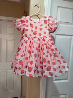 Toddler girl Pink Strawberry Print Dress
