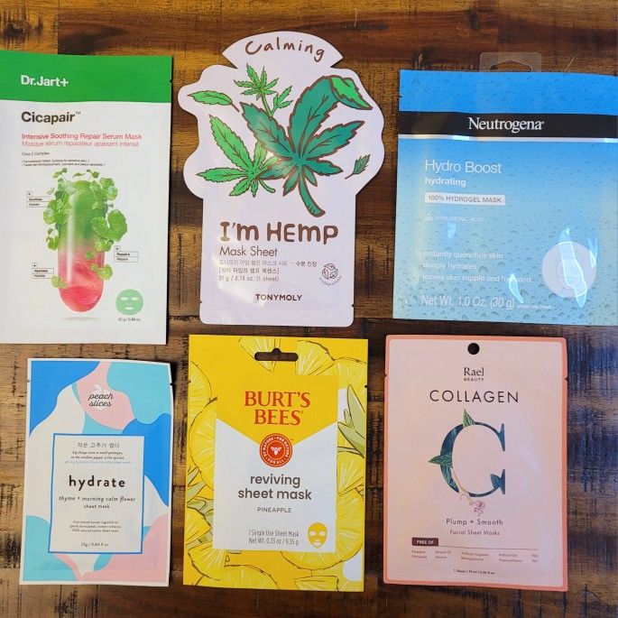 6 Face Masks Variety Pack Dr Jart Rael Peach Slices Burts Bees Neutrogena Tony Moly