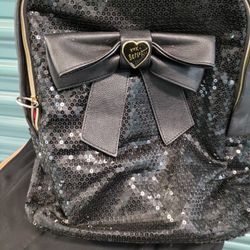 New Full Size Betsey Johnson Black Sequined Backpack