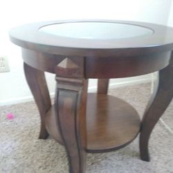 2 Wood Glass Side Table 