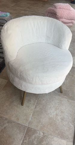 White Furry Accent Chair