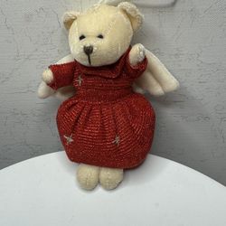Russ Berrie Bear Angel Plush Christmas Ornament - New