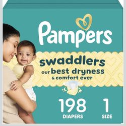  Pampers Swaddlers Diapers, Size 1 (8-14 Ibs), 198 Count, Absorbent, Keeps Baby Dry and Comfortable, Skin Safe Disposable Baby Diaper (PRetails $59.99