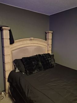 Queen Bed Frame with Ornate Headboard
