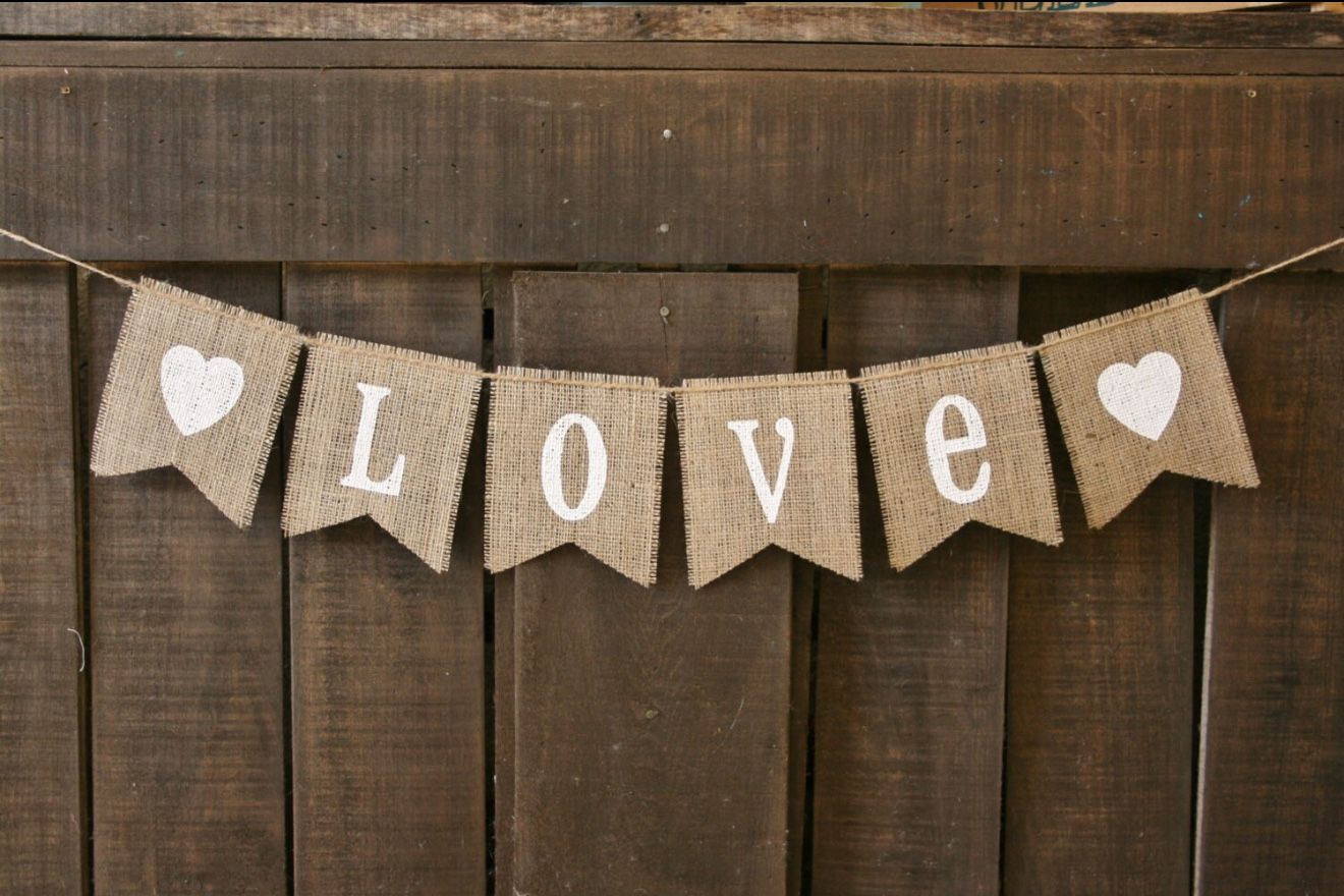 LOVE Burlap Banner