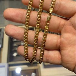 Solid 14K Yellow Gold Miami Cuban Link Chains